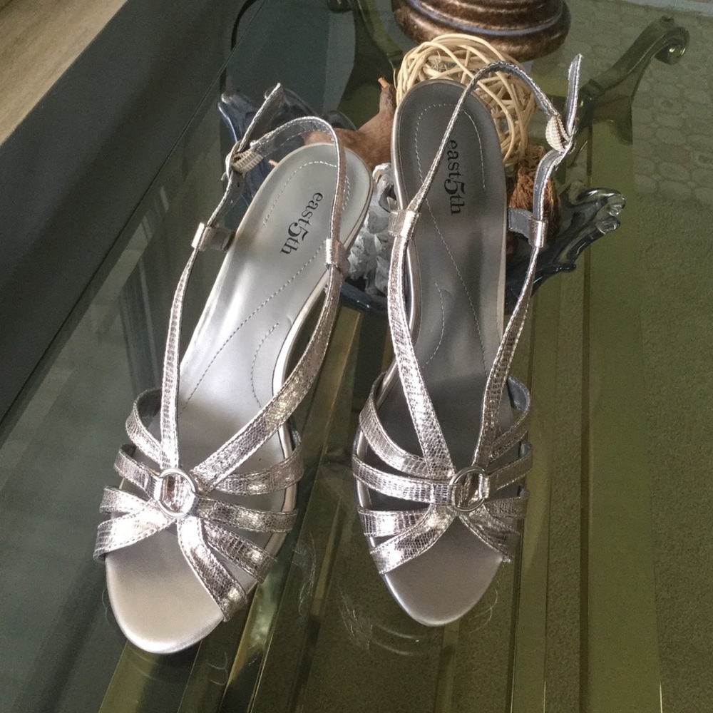 Worn once, silver metal shoes